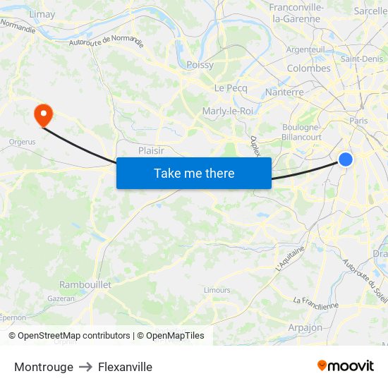 Montrouge to Flexanville map