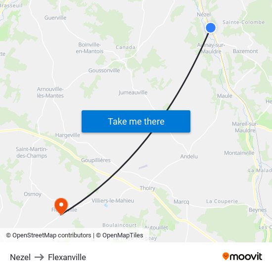 Nezel to Flexanville map