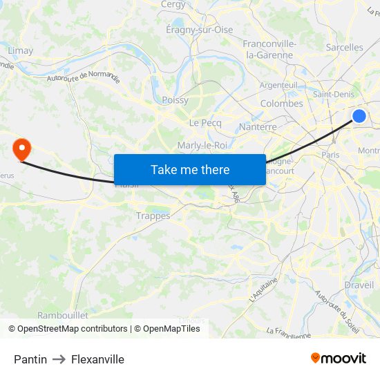 Pantin to Flexanville map