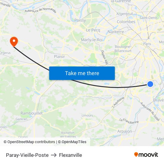 Paray-Vieille-Poste to Flexanville map