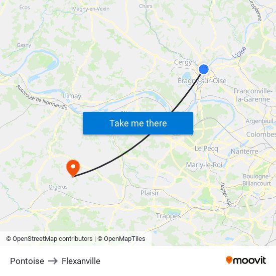 Pontoise to Flexanville map