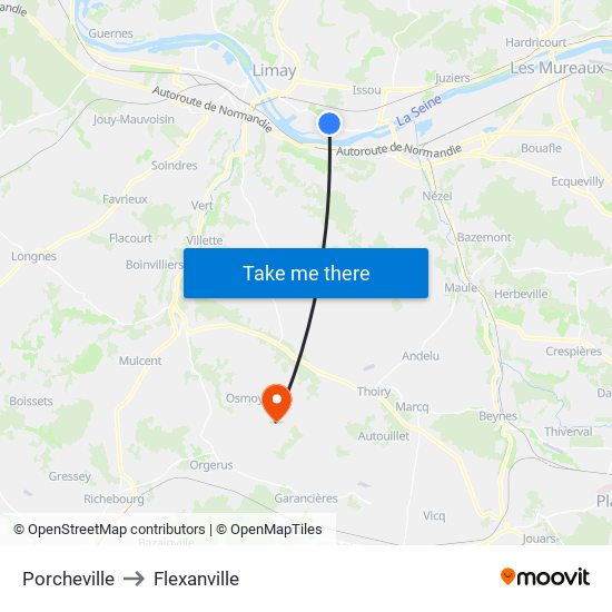 Porcheville to Flexanville map