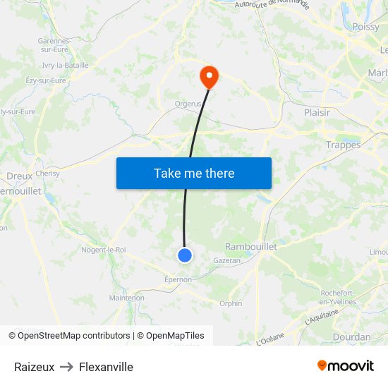 Raizeux to Flexanville map