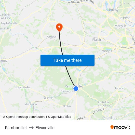 Rambouillet to Flexanville map