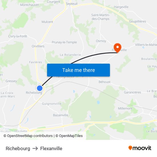 Richebourg to Flexanville map
