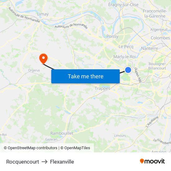 Rocquencourt to Flexanville map