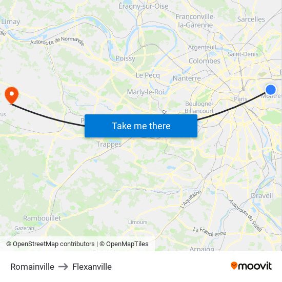 Romainville to Flexanville map