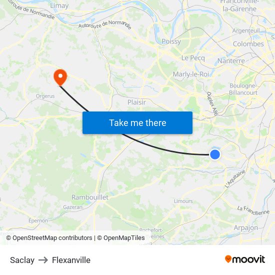 Saclay to Flexanville map