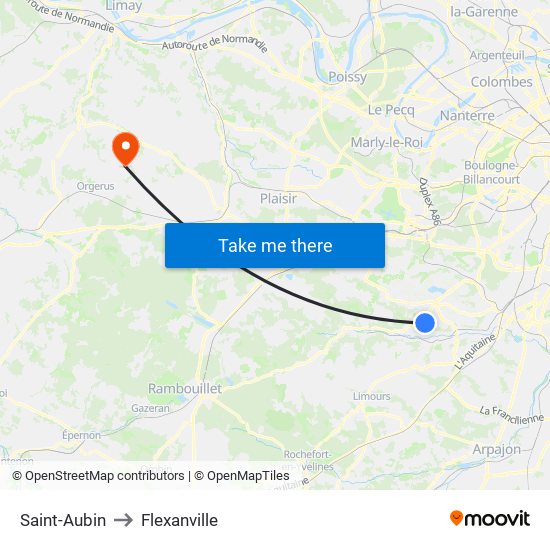 Saint-Aubin to Flexanville map