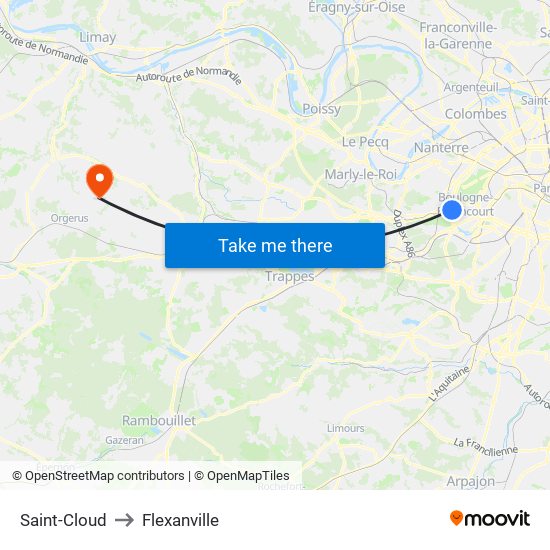 Saint-Cloud to Flexanville map