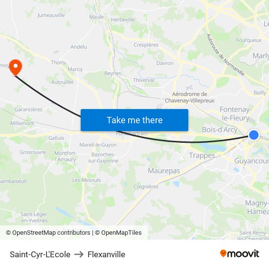 Saint-Cyr-L'Ecole to Flexanville map