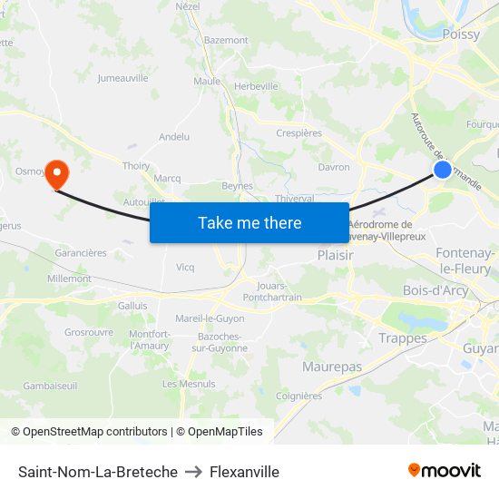 Saint-Nom-La-Breteche to Flexanville map