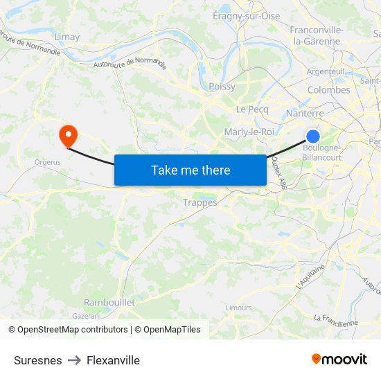 Suresnes to Flexanville map