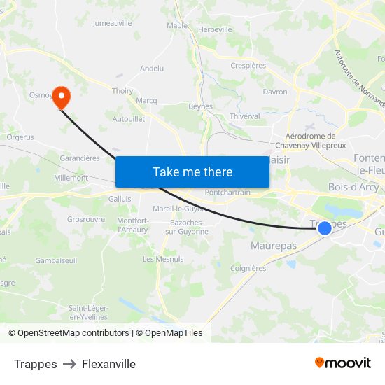 Trappes to Flexanville map