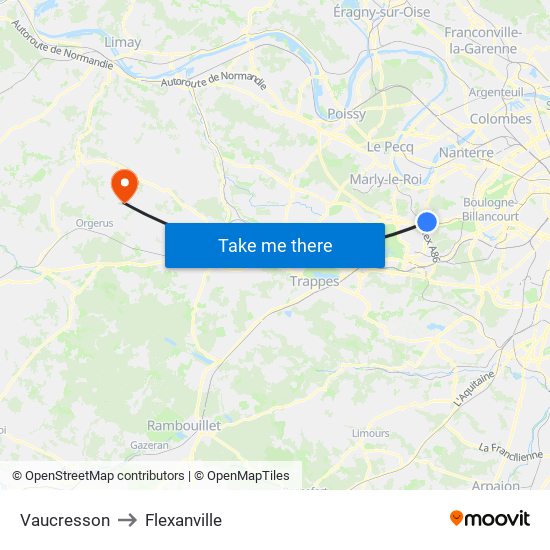 Vaucresson to Flexanville map