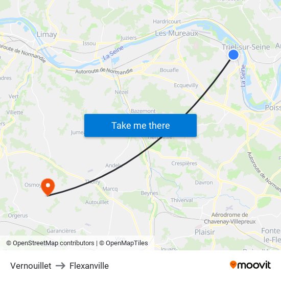 Vernouillet to Flexanville map