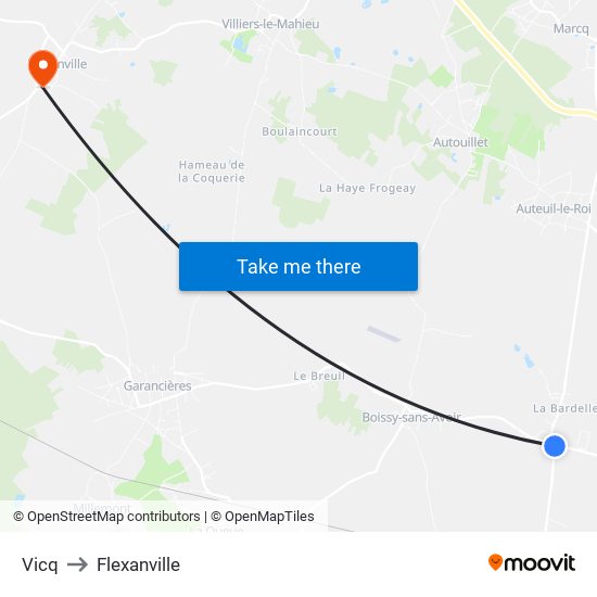 Vicq to Flexanville map