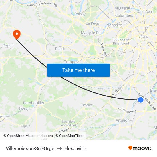 Villemoisson-Sur-Orge to Flexanville map