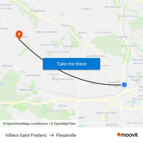 Villiers-Saint-Frederic to Flexanville map