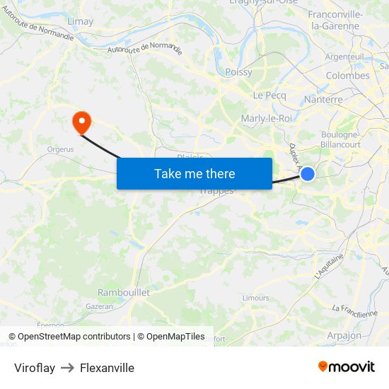 Viroflay to Flexanville map
