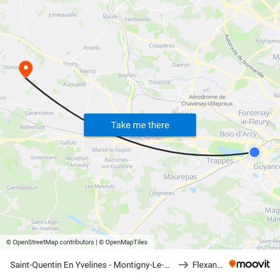 Saint-Quentin En Yvelines - Montigny-Le-Bretonneux to Flexanville map