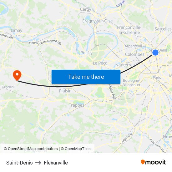 Saint-Denis to Flexanville map