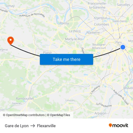 Gare de Lyon to Flexanville map