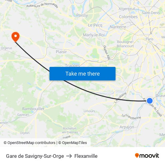Gare de Savigny-Sur-Orge to Flexanville map