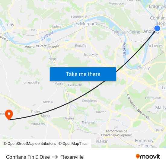 Conflans Fin D'Oise to Flexanville map