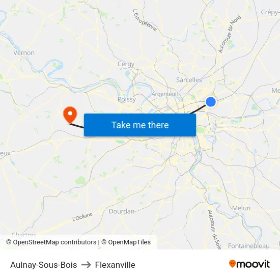 Aulnay-Sous-Bois to Flexanville map
