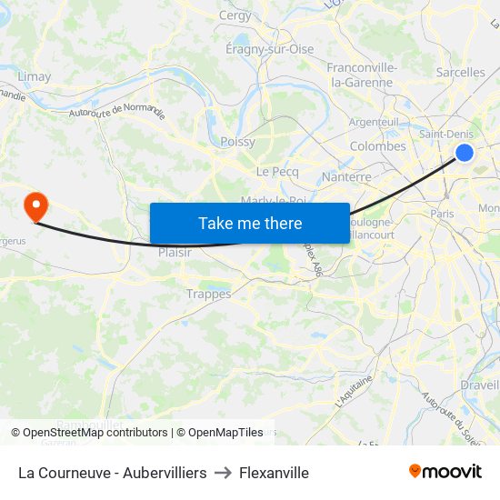 La Courneuve - Aubervilliers to Flexanville map