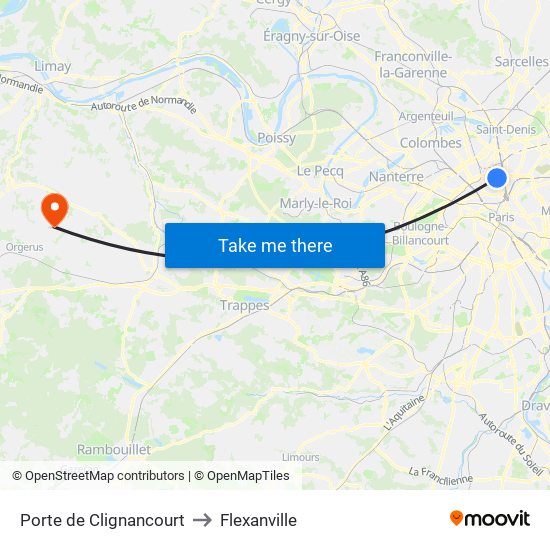 Porte de Clignancourt to Flexanville map