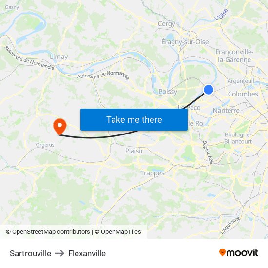 Sartrouville to Flexanville map