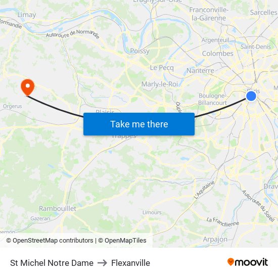 St Michel Notre Dame to Flexanville map