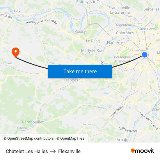 Châtelet Les Halles to Flexanville map