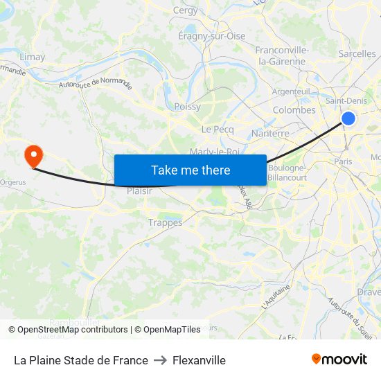 La Plaine Stade de France to Flexanville map