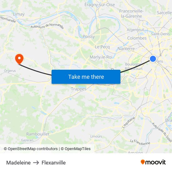 Madeleine to Flexanville map