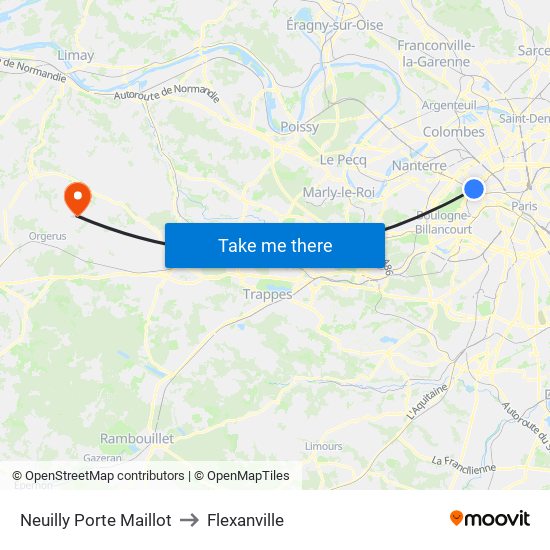Neuilly Porte Maillot to Flexanville map