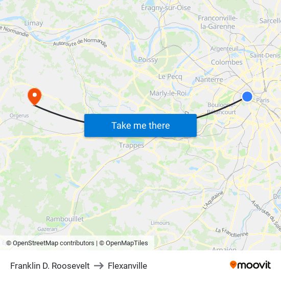 Franklin D. Roosevelt to Flexanville map