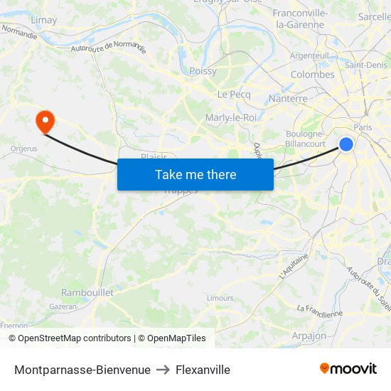 Montparnasse-Bienvenue to Flexanville map