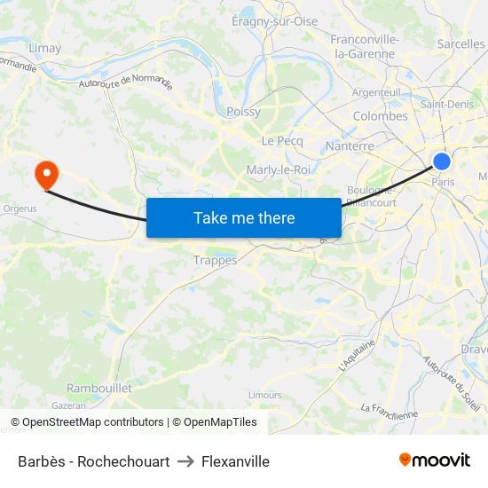 Barbès - Rochechouart to Flexanville map