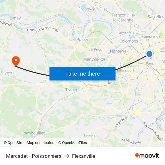 Marcadet - Poissonniers to Flexanville map