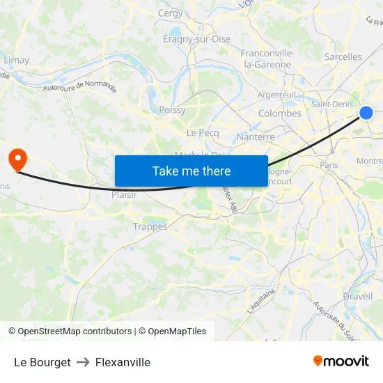 Le Bourget to Flexanville map