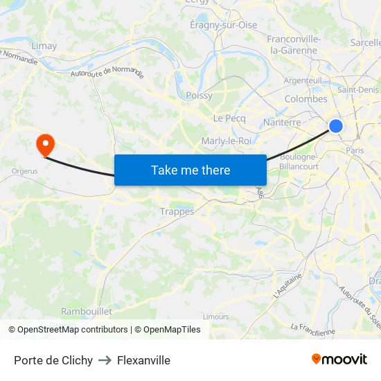 Porte de Clichy to Flexanville map
