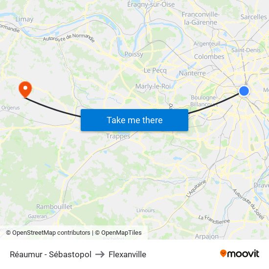 Réaumur - Sébastopol to Flexanville map
