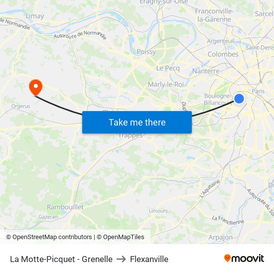 La Motte-Picquet - Grenelle to Flexanville map