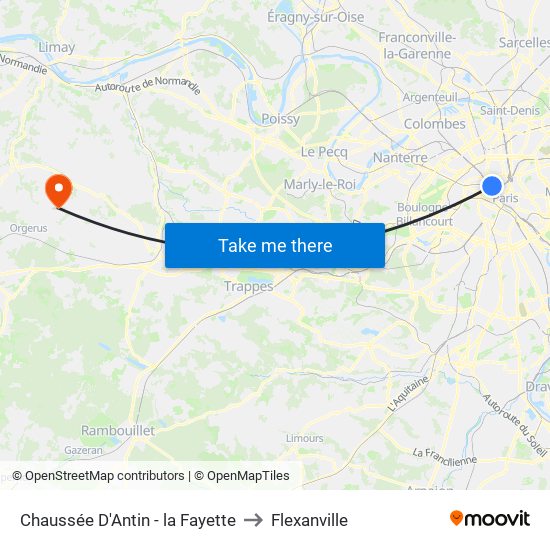 Chaussée D'Antin - la Fayette to Flexanville map