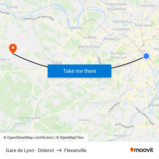 Gare de Lyon - Diderot to Flexanville map
