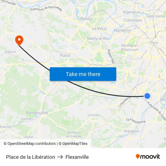 Place de la Libération to Flexanville map