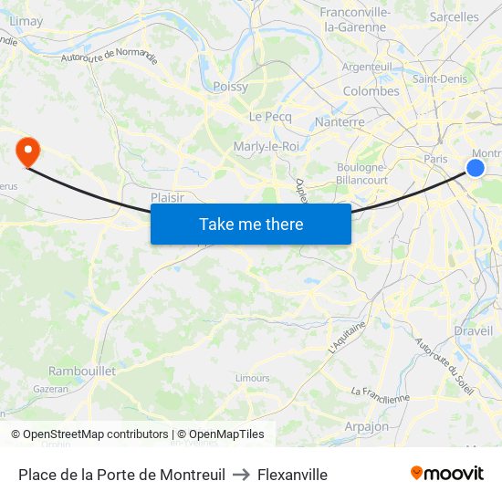 Place de la Porte de Montreuil to Flexanville map